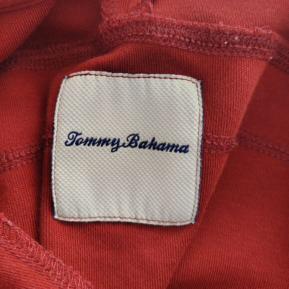 TOMMY BAHAMA Half-Zip Cotton Pullover Large Men's Red Cotton Long Sleeve Shirt - Picture 6 of 7